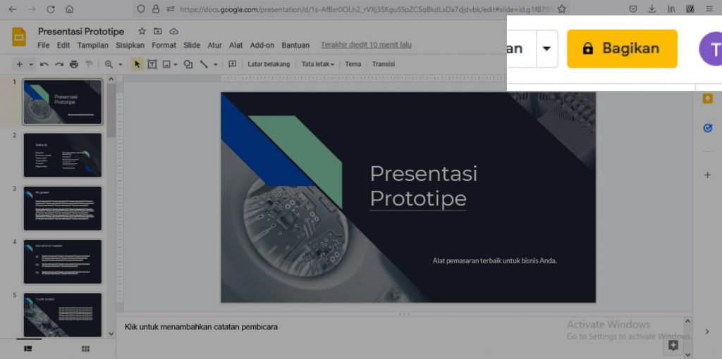 cara membuat presentasi di google slide