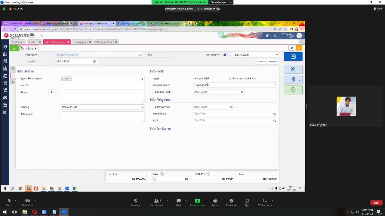 Implementasi Accurate Accounting – PT. Pemad Training Center