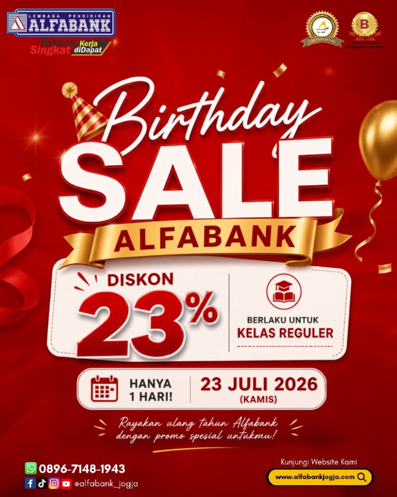 Promo Kursus Komputer Birthday Sale Alfabank Jogja