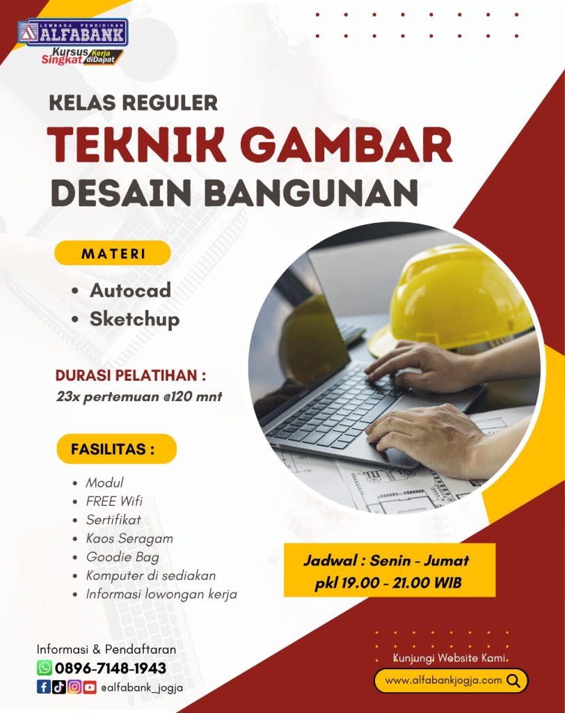 Kursus teknik gambar desain bangunan alfabank jogja
