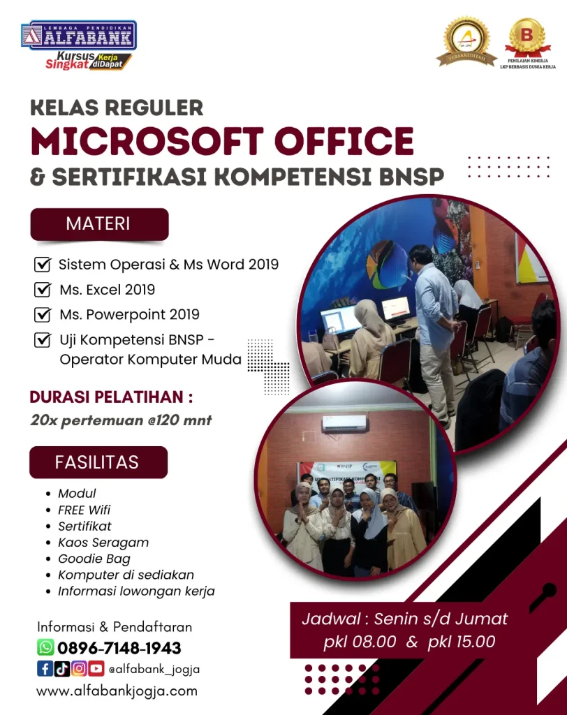 Kursus Microsoft Office dan Sertifikasi BNSP Jogja