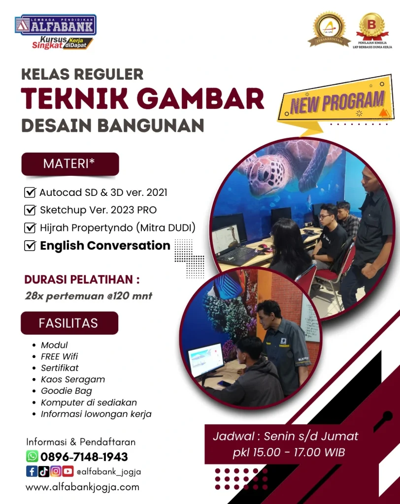 Kursus Teknik Gambar Desain Bangunan AutoCAD Sketchup 2026