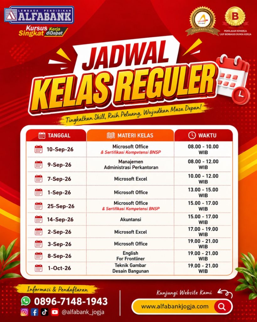 Jadwal Kursus Komputer Jogja September 2026