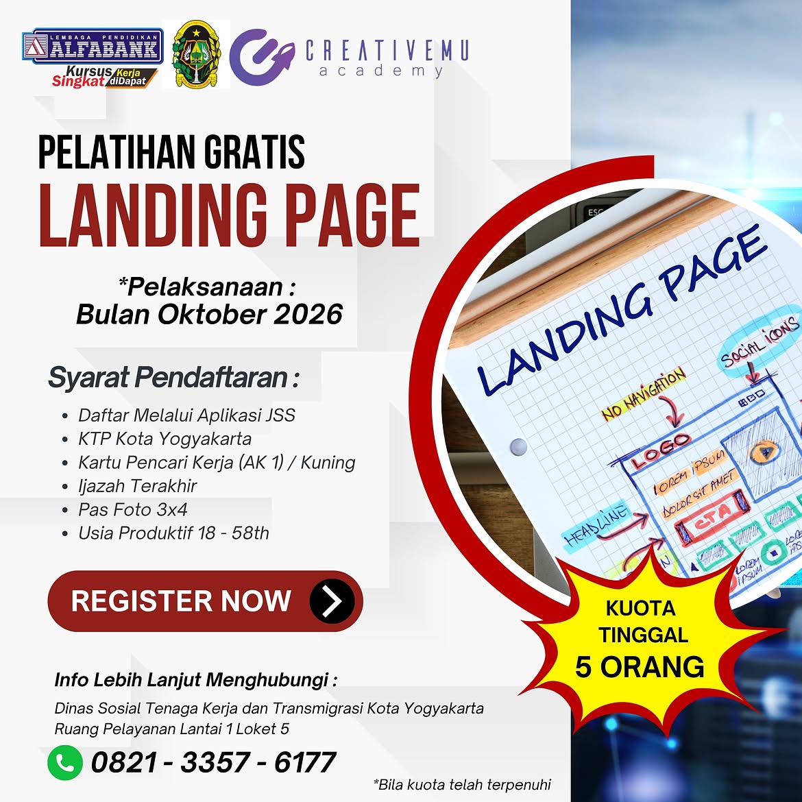 Pelatihan Gratis Landing Page Alfabank Jogja