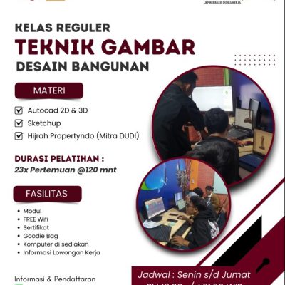 Kelas Reguler Kursus Teknik Gambar Desain Bangunan Jogja